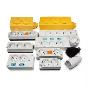 AC 220V 노출콘센트 접지 1구 2구 3구 4구 노출형 개별 전기 콘센트 고무 커버 재료 전기용품  핀타입 나사타입