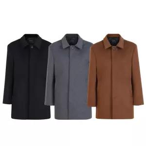 중년 남성 겨울 모직 하프 코트 남자 겨울 남자 울 외투 모직 검정 회색