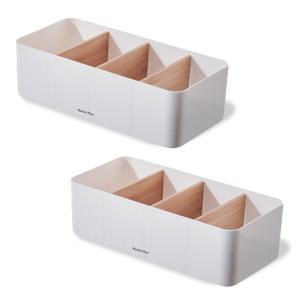 마켓플랜 우드앤화이트 칸막이 수납 정리함 2p