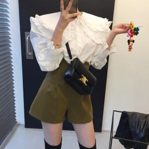 이중 세일러 케이프 프릴 스모크 블라우스 (2color)