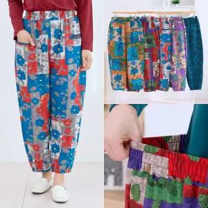 엄마옷 마미소 사각 꽃 나염 몸빼 바지 할머니 일바지 할머니 빅사이즈 40 70 마담 중년 여성 옷