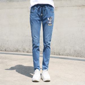 동대문스타일 토끼자수 슬림일자 스판 밴딩청바지 OB346