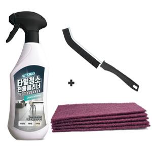 위시오 포세린타일 청소 바닥 찌든때 청소 클리너 + 전용수세미5P + 틈새솔 세트