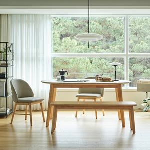 한샘 도노 내추럴 세라믹 와이드4인 타원식탁세트 (컴피의자2, 벤치1 포함)