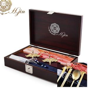 자개 보석함 + 나전칠기 쌍학 티타늄 금수저 골드 2인용 세트/상견례 예단 인사 선물 답례품 고금 금수저세트