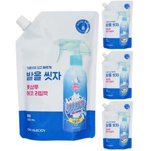 온더바디 코튼풋 발을씻자 풋샴푸 에코 리필 쿨링향 500ml 4개
