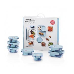 락앤락 더클리어 안심 내열 유리 밀폐용기 선물세트 7종 (직사각3, 정사각4) LNG205S7