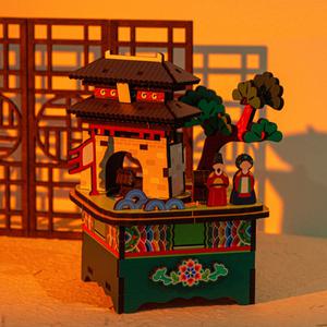 [문구티쳐] 민화샵 우리나라  숭례문만들기 남산타워만들기 나무 오르골 DIY 수동원목 오르골만들기