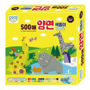 칼라팬시 학습교재용 양면 색종이 30색 500매 종이접기 색채 교육 색지 코코칼라