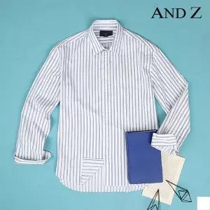 [하프클럽/앤드지]투톤 스트라이프 패턴 히든카라 코튼 셔츠 (BZZ3WC1102)