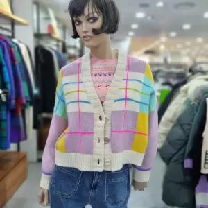 베네통/애플아울렛/멀티 체크 브이넥 가디건/BAKC02411