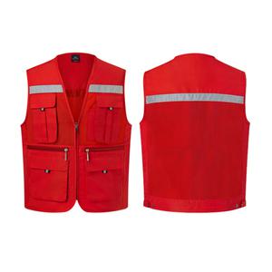 남녀 기능성 망사조끼 레드 빅사이즈(M-5XL) 행사 단체 마트 근무복 소량 로고인쇄