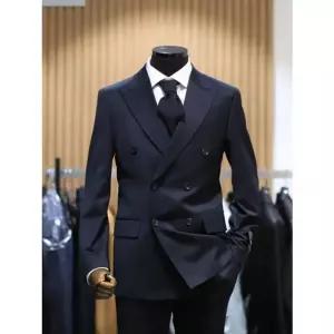 [갤러리아] BON 네이비 포텐자 솔리드 베이직 스판 슬림핏 더블 슈트 BN4SJA001NY
