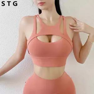 크롭티 여성 나시 반팔티 여자 탱크탑 배꼽티 섹시한 여성의 요가 속옷 스포츠 브라 탑 꽉 탄성 체육관 브