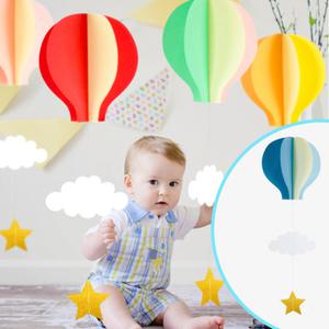 천장 열기구 모양 모빌 종이 장식 아이방 꾸미기 아기 귀여운 소품 어린이집 데코 감성  공간 포인트