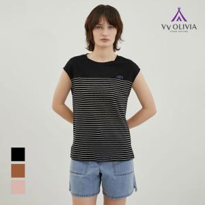 [비비올리비아] 린넨 스트라이프 배색나시_VVBAN4M4171