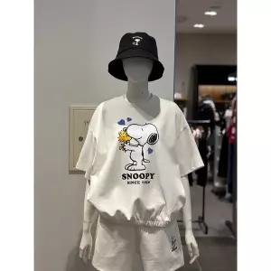 [클라이드앤](김해점)[클라이드 frank stone] 여성 스누피 밑단밴딩 반팔티셔츠 FPBTS770F