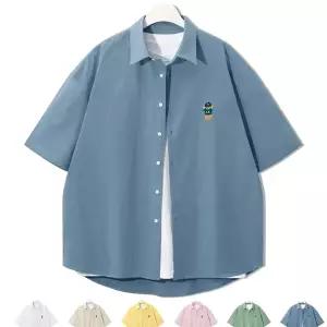 [하프클럽/엠엔씨]곰돌이자수 박스핏 반팔셔츠 (MDSS032FO)