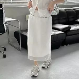 [당일발송] 쉬폰 레이어 뒤트임 슬릿 레이어드 롱스커트