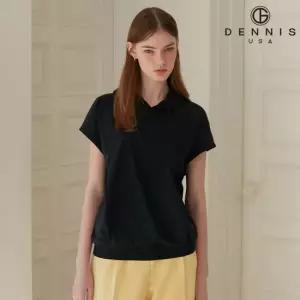 [무료배송][데니스골프] 여성 에센셜 스트링 스토퍼 반팔 후드티_블랙_GAQSLTS981