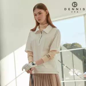 [무료배송][데니스골프] 여성 에센셜 와이드넥 스트링 아노락 반팔집업_화이트_GAQSLTS985