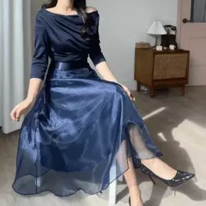 [엘린무드]티그란 오간자 새틴 샤 실키 밴딩 A라인 플레어 훌 롱 공주 여신 망사 레이스 .._P330879739