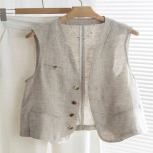 봄 여름 브이넥 린넨 민소매 정장 조끼 CH201