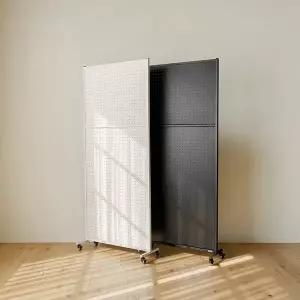 [레트로하우스]틴우드 이동식 타공판 철제파티션 800 스탠드 세트 (바퀴포함)