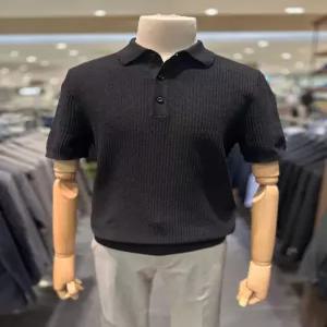 (25SS) 블랙 미라쿨 리브조직 반팔 니트 카라티 ADF3ET1901