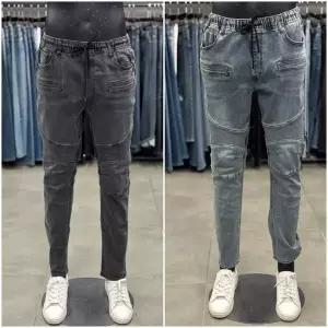 [버커루]남성 바이커 밴딩 스판 BK/M톤 데님 팬츠_US