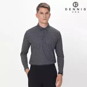 [무료배송][데니스골프] 25FW 남성 클래식 시그니처 패턴 프린트 긴팔 카라티_NAQFMTS004