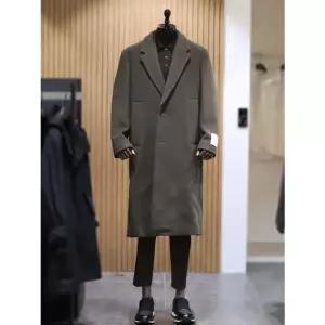 [본]BON 그레이 캐시미어 혼방 오버핏 부클 대디 코트 BN3WHA583[35405977]