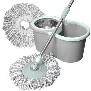 하비티 스테인리스 스핀 통돌이 탈수통 + 회전 물걸레 밀대 + 걸레 2p 1.25kg 1세트