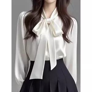 [예쎄] 실크터치 리본타이 퍼프 블라우스(S5SBL002A)