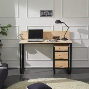 [우아미가구]로유 레드파인 원목 철제 책상 900