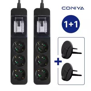 2개세트 코니야 국산 멀티탭 고용량 4000W 고전력 배선차단 3구 4.5M 블랙