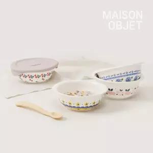 프라카 폴란드풍 도자기 냉동밥용기 350ml 4P 세트