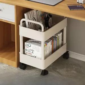 2단 철제 트롤리 수납 카트 북 밑 책상 선반 이동식 정리함 사무실