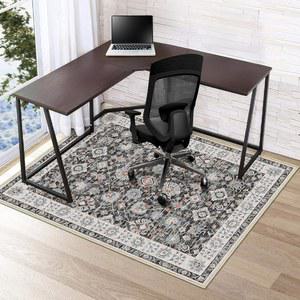 하드우드 바닥용 아자덱스 의자 매트 48인치 x 60인치 하드 바닥용 책상 의자 매트 미끄럼 방지 책상 밑 러그 보호대 롤링 의자 컴퓨터 의자 매트 로우 파일 카펫 바닥 보호대, 검정 녹색