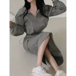 여성 아노락 바스락 크롭재킷 카고 세트 하이웨스트 투피스 롱원피스