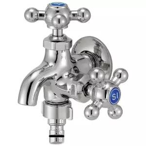 에스아이메탈 십자 두갈래 수도꼭지 왕분리형 냉수