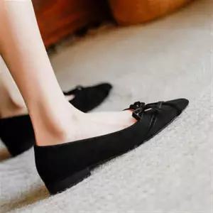 PGPXN020 여성 봄가을 빈티지 리본 가죽 플랫2.0cm 웨지힐 구두