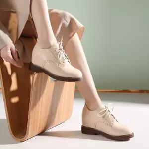 PGPXN076 여성 봄가을 속굽 키높이 펀칭 웨지힐 구두 7.0cm