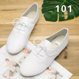 NJXNXK026 여성 슈즈 봄가을 소프트 플랫 화이트 빈티지 옥스포드화