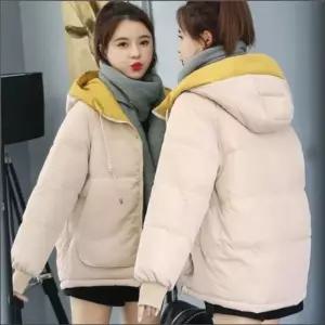 2컬러 캐주얼 후드 배색 여자 패딩점퍼 아우터 겨울