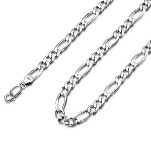 피가로 체인 스털링 실버 목걸이 남성용 3mm 4mm 5.5mm 남성 여성용, 순은, 보석 없음