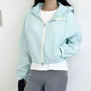 [하프클럽/]여성 크롭 후드스트링 투웨이 바람막이 나일론 자켓