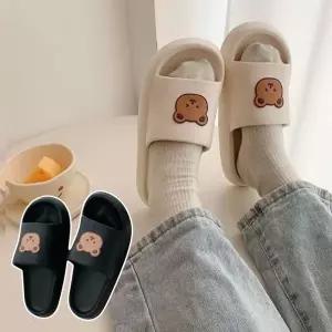 [하프클럽/]여성용 말랑말랑 푹신한 쿠션 곰돌이 슬리퍼 키높이