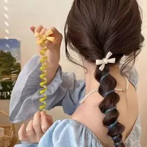 [하프클럽/]여성 귀여운 마블 리본 포인트 포니테일 헤어링