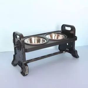 [에코벨] 애견 목보호 높이조절 스텐 강아지 밥그릇 소형 2구